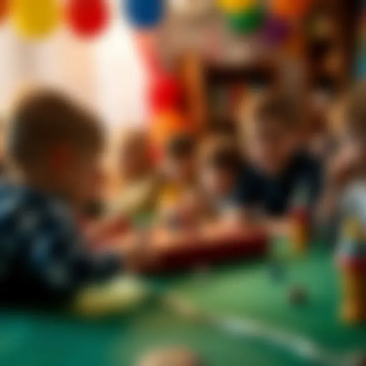 Group of children playing games during a birthday party