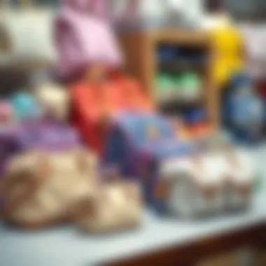 Different sizes of baby bags displayed