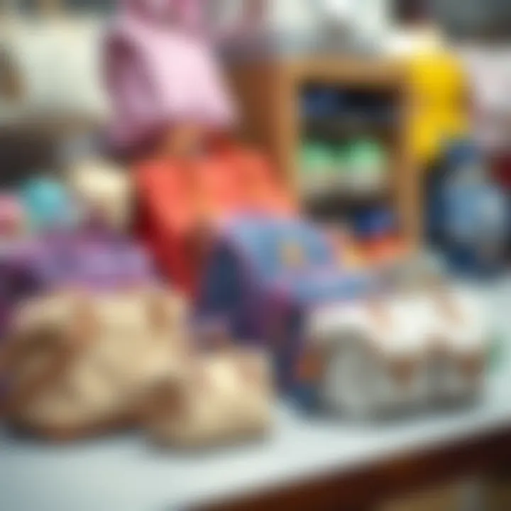 Different sizes of baby bags displayed