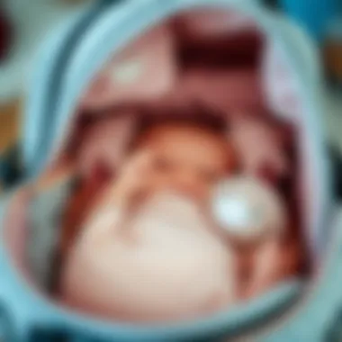 Organized interior of a baby bag