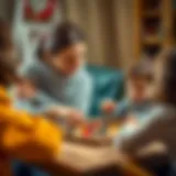 A mother playing a board game with her child