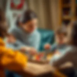 A mother playing a board game with her child