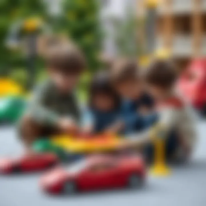 Children working together to solve a parking puzzle