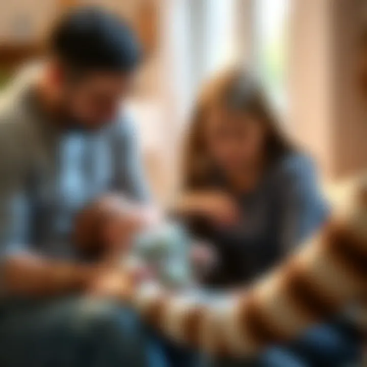 Nurturing Bonds: Parent-Baby Interaction Visual representation of parents engaging with their baby, showcasing supportive interaction.