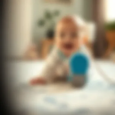 A baby happily wearing well-fitted shoes while crawling