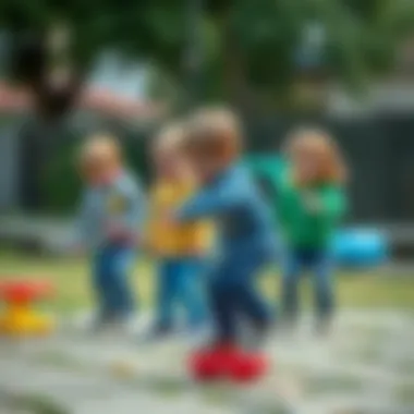 A group of children engaging in a fun balance game outdoors