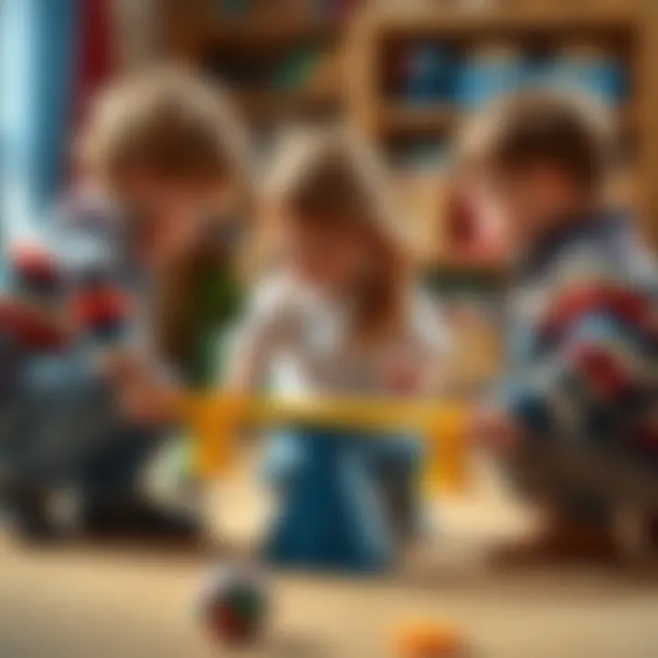 Children collaborating in a balance activity for teamwork