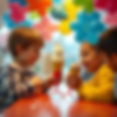 Children engaging with balloon-themed ice cream