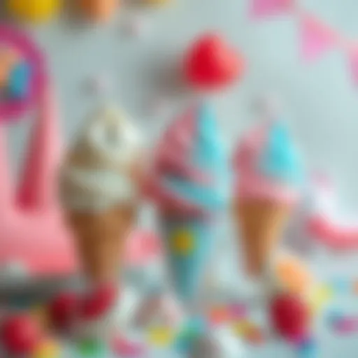 Colorful balloon-inspired ice cream presentation