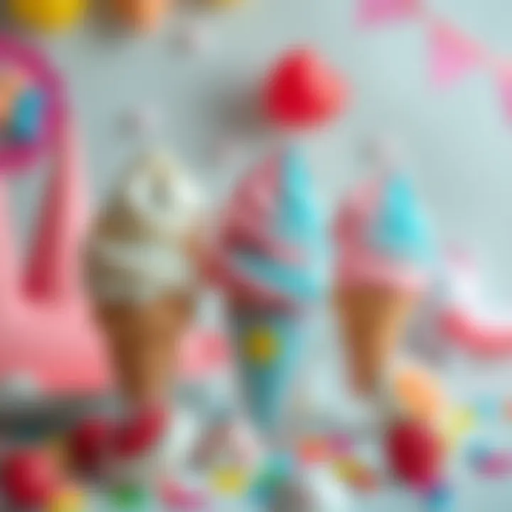 Colorful balloon-inspired ice cream presentation