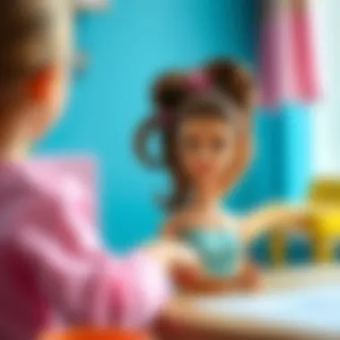 Children experimenting with different Barbie hairdos
