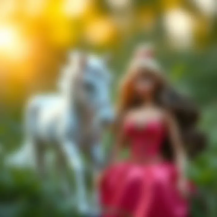 A beautiful horse toy alongside a Barbie doll, emphasizing the connection between nature and creativity.