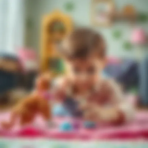 Child playing with Barbie Cat toy, stimulating creativity