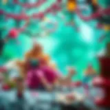 A whimsical illustration of Barbie in a fairy tale setting