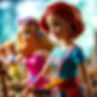 An enchanting scene showcasing various Barbie characters in imaginative play