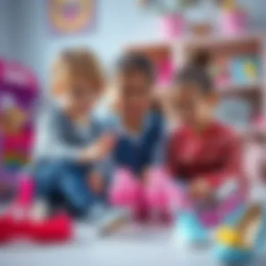 Children playing with the Barbie shoe set, enhancing their learning experience.