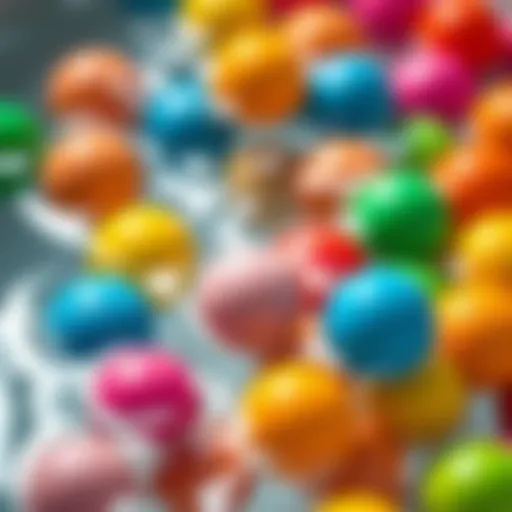 Colorful bath balls floating in water