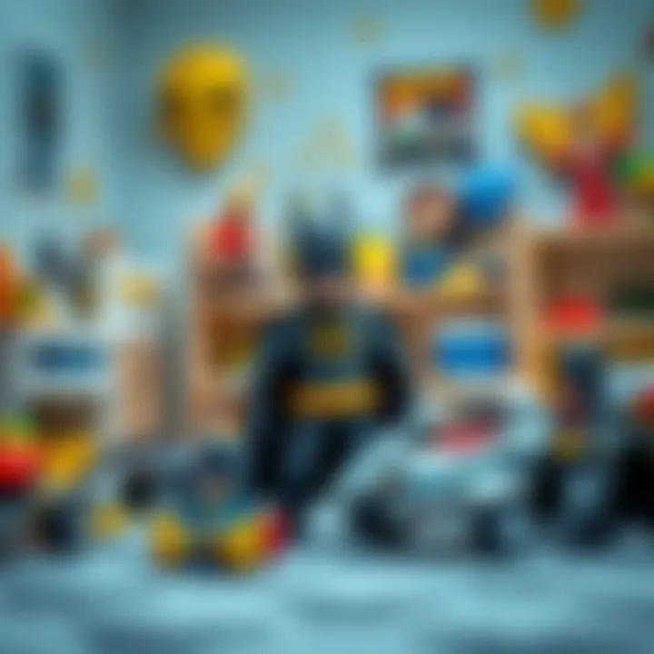 A vibrant scene depicting a child's room filled with Batman toys and baby essentials, symbolizing protection and care.