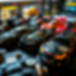 Dynamic display of Batman cars showcasing intricate designs and features