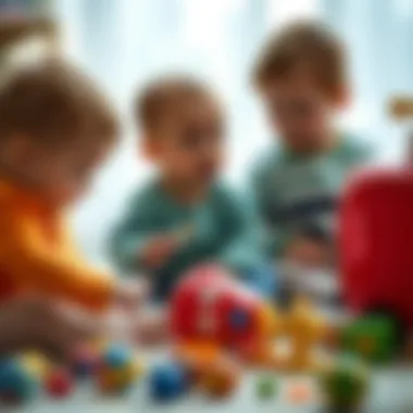 Infants interacting with toys, emphasizing the importance of play in development.