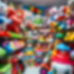 A vibrant display of toys in a baby outlet showcasing various options for children.