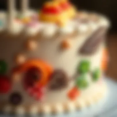 A detailed view of artistic designs on a cake that inspire creativity in children.