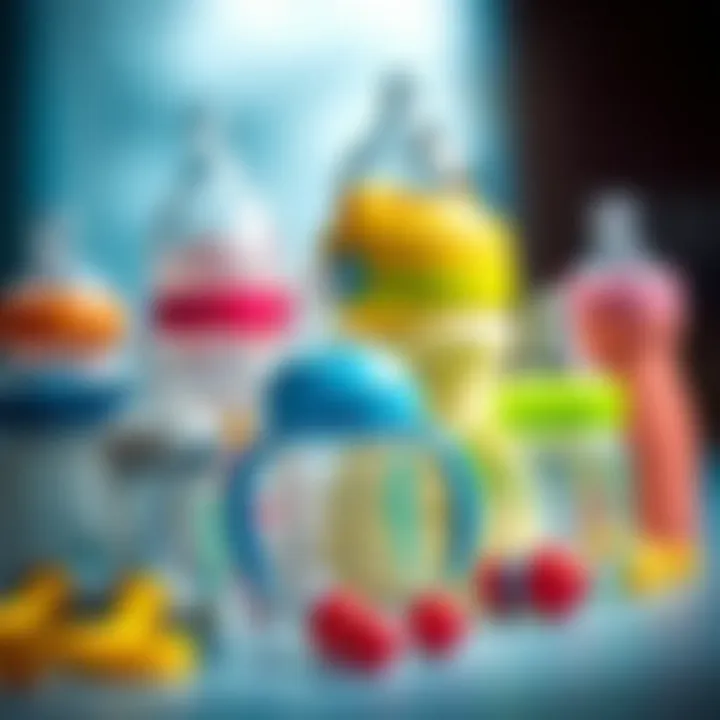 A selection of baby bottles and sippy cups for healthy hydration.