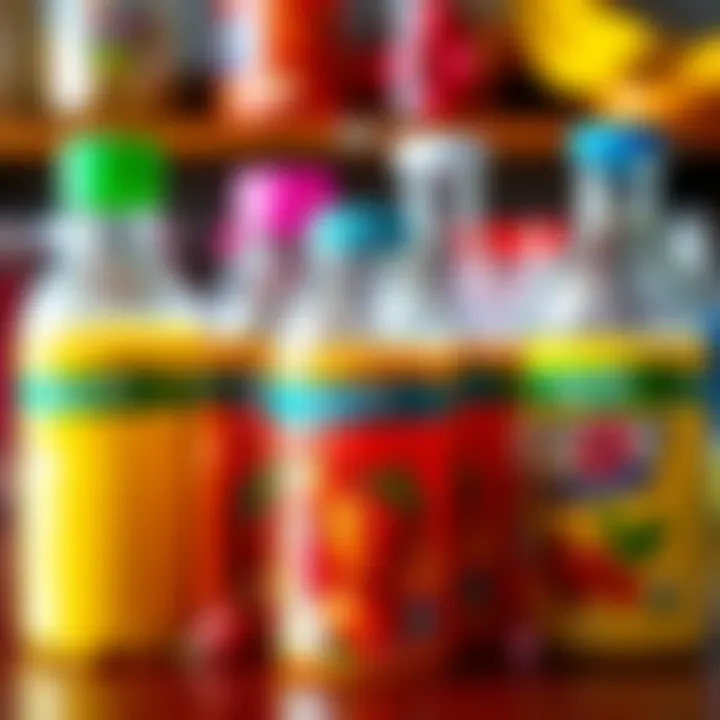 Healthy drink alternatives for babies displayed in colorful containers.