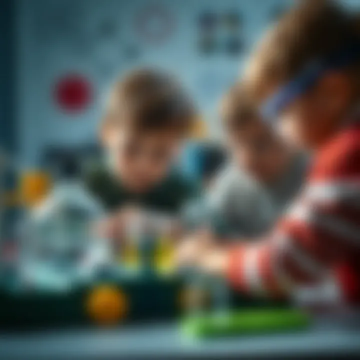 Children engaged in hands-on experiments, exploring scientific principles in a playful setting.