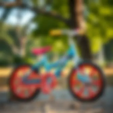 Colorful children's bicycle in a park setting