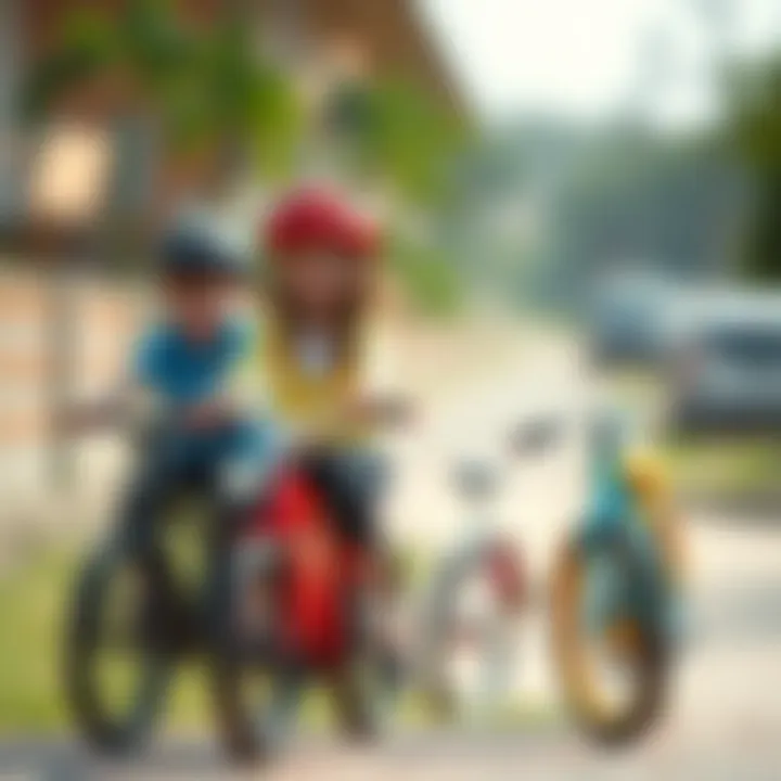 Children riding bicycles together