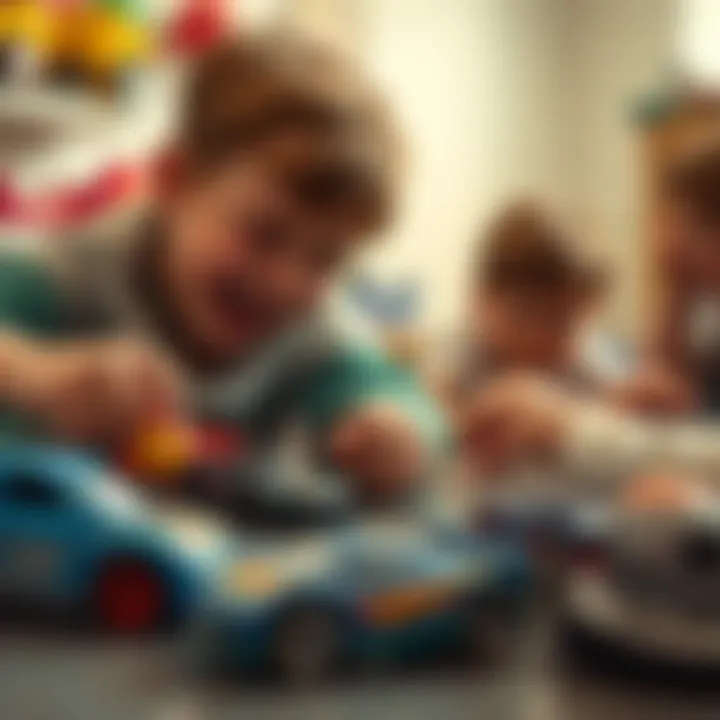 Children playing joyfully with Hot Wheels cars