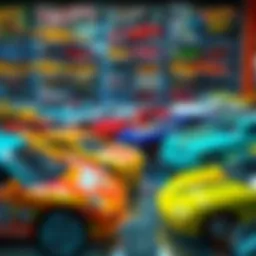 Diverse Hot Wheels cars on display at BİM store