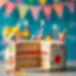 Colorful birthday cake with cartoon themes