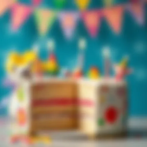 Colorful birthday cake with cartoon themes