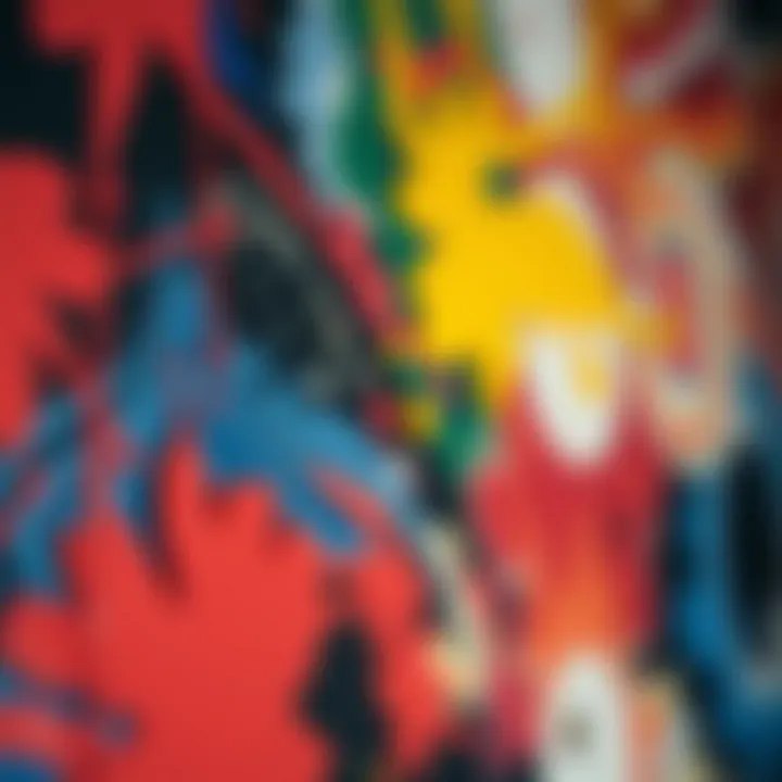 Close-up of an abstract painting showcasing emotions through color