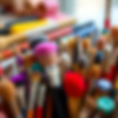 An array of colorful brushes arranged artistically