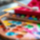 A vibrant palette of paints ready for creative expression