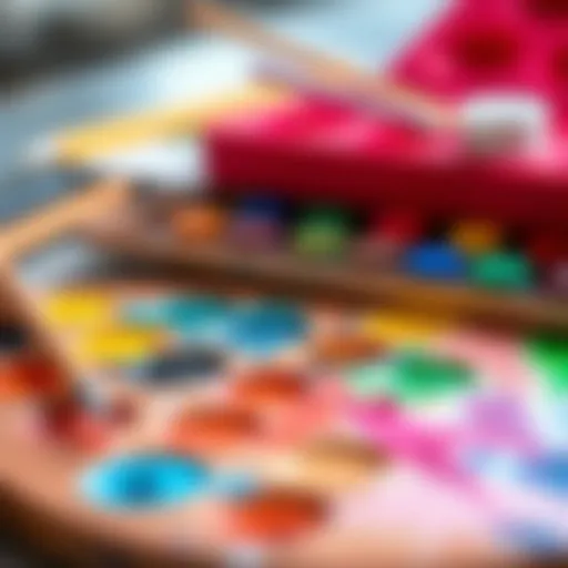 A vibrant palette of paints ready for creative expression