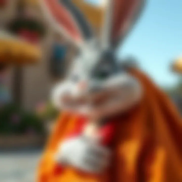 A close-up of the iconic Bugs Bunny character featured on a bag