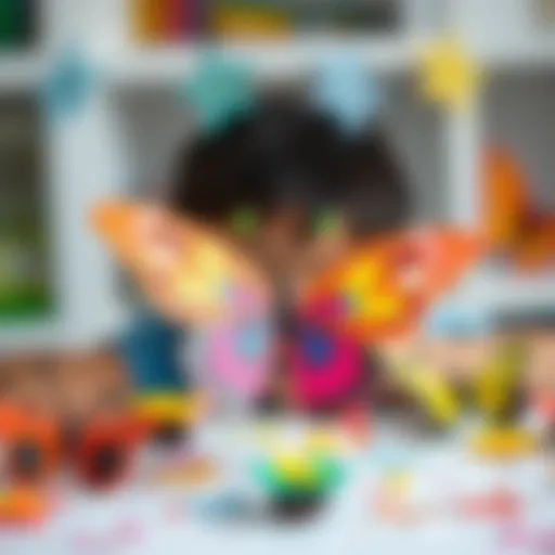 Colorful butterfly artwork created by children