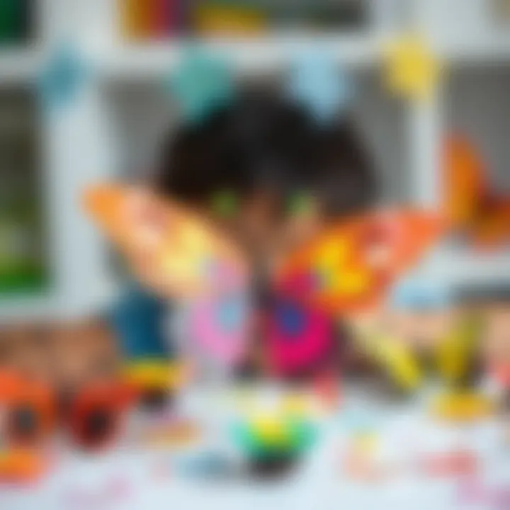 Colorful butterfly artwork created by children