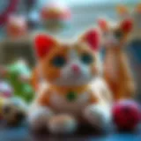 A diverse range of cat-themed toys designed for children's development
