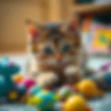 Charming cat Sarman with colorful toys