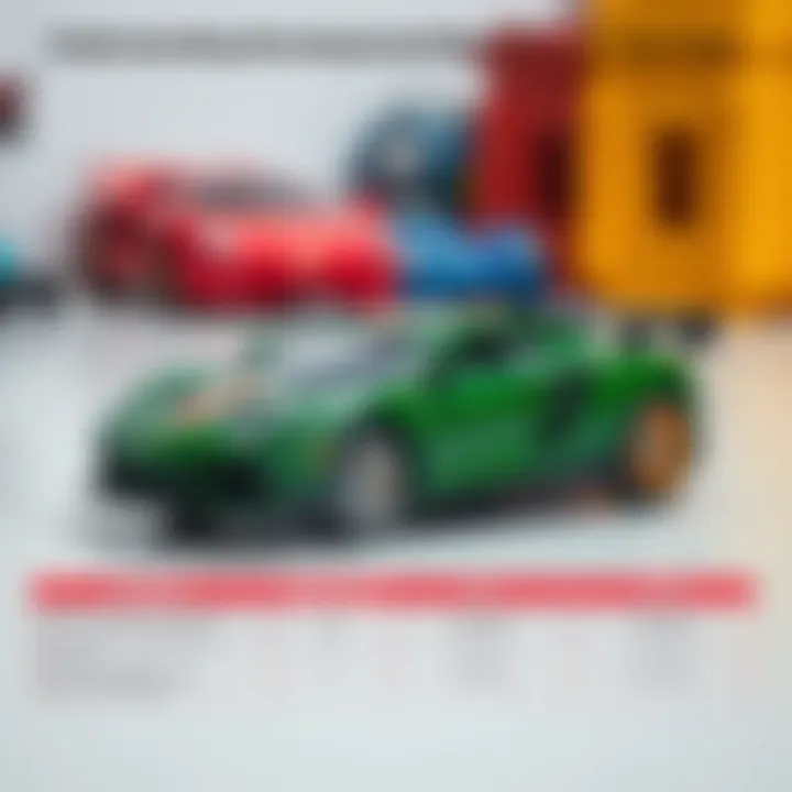 An educational chart showing developmental benefits of various toy cars