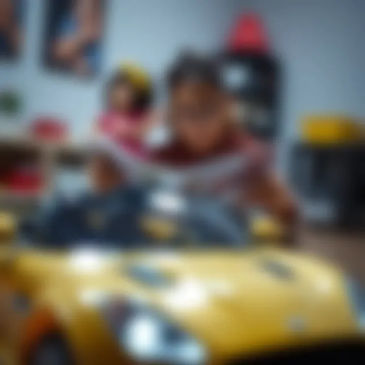A parent reading a safety guide while examining a toy car