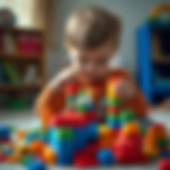 Creativity Through Play A child engrossed in building blocks, showcasing creativity