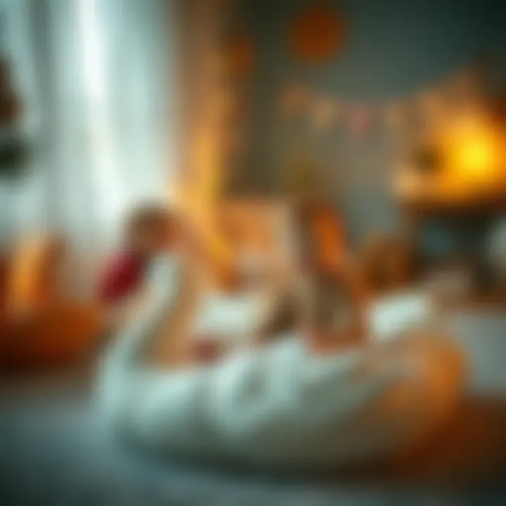 Child enjoying playtime on a swan mattress