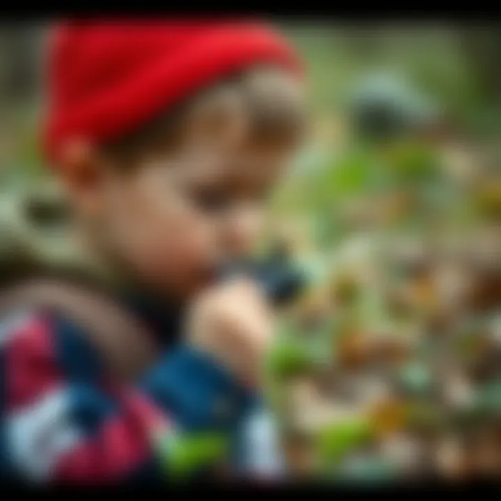 A child exploring nature with a compass for navigation