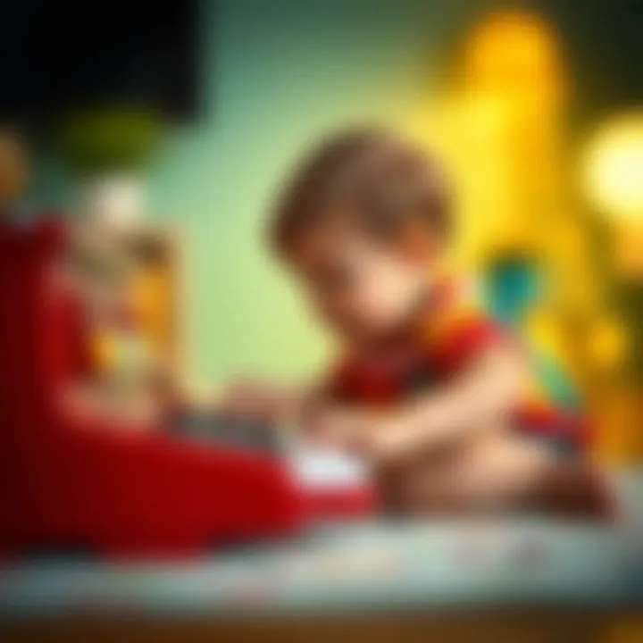 Child exploring sounds on a piano mat